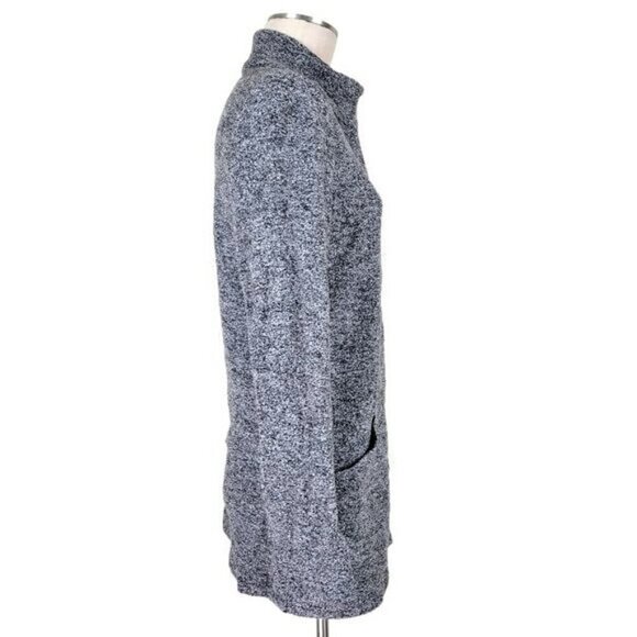 Pure J Jill Cardigan Size S Black Marled Snap Closure High Neck Pockets Longline - Picture 3 of 11